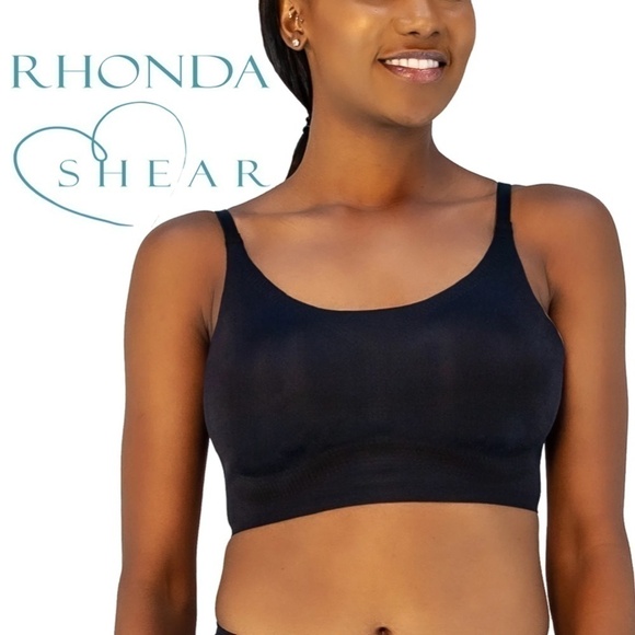 Rhonda Shear Bra Style 9603 Black Body Bralette Adjustable Racerback straps NIP - Picture 1 of 8